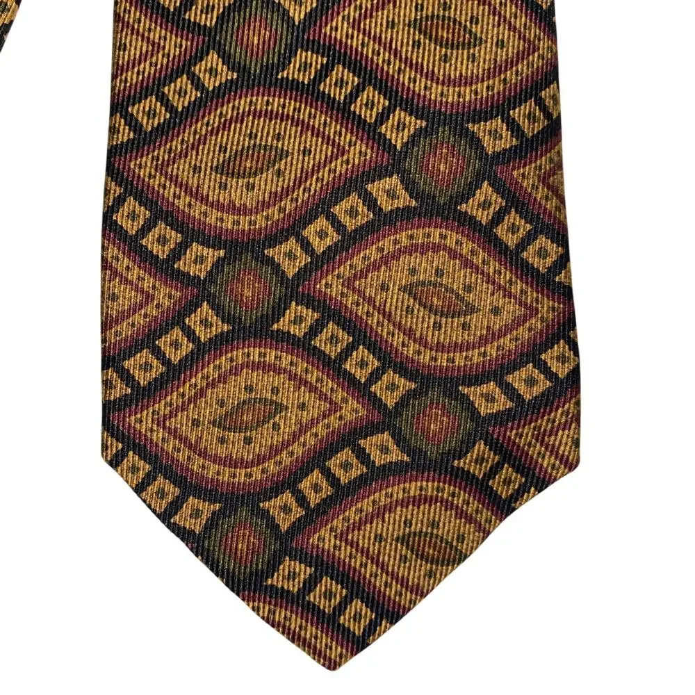 Brooks Brothers Makers Mens Tie Black With Brown Pattern Silk USA